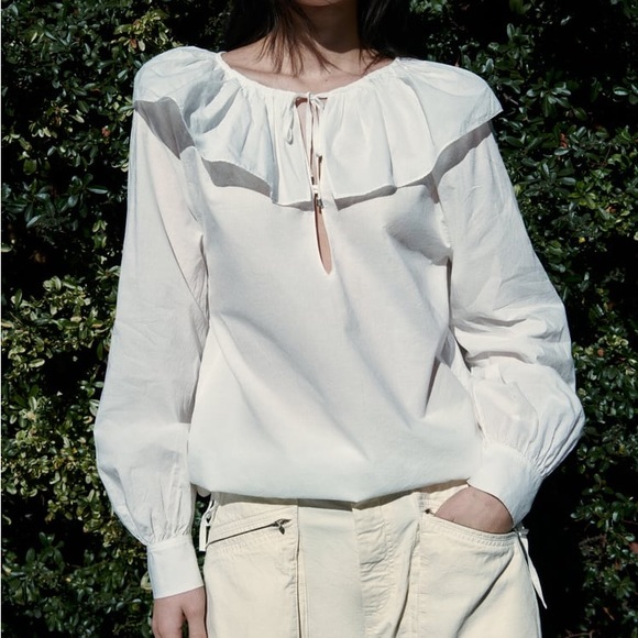 ZAHIRA COTTON BLEND BLOUSE - WHITE